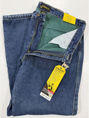 Stanley Jeans Mens 36x32 Lined Denim Workwear Blue Fleece Flannel NWT